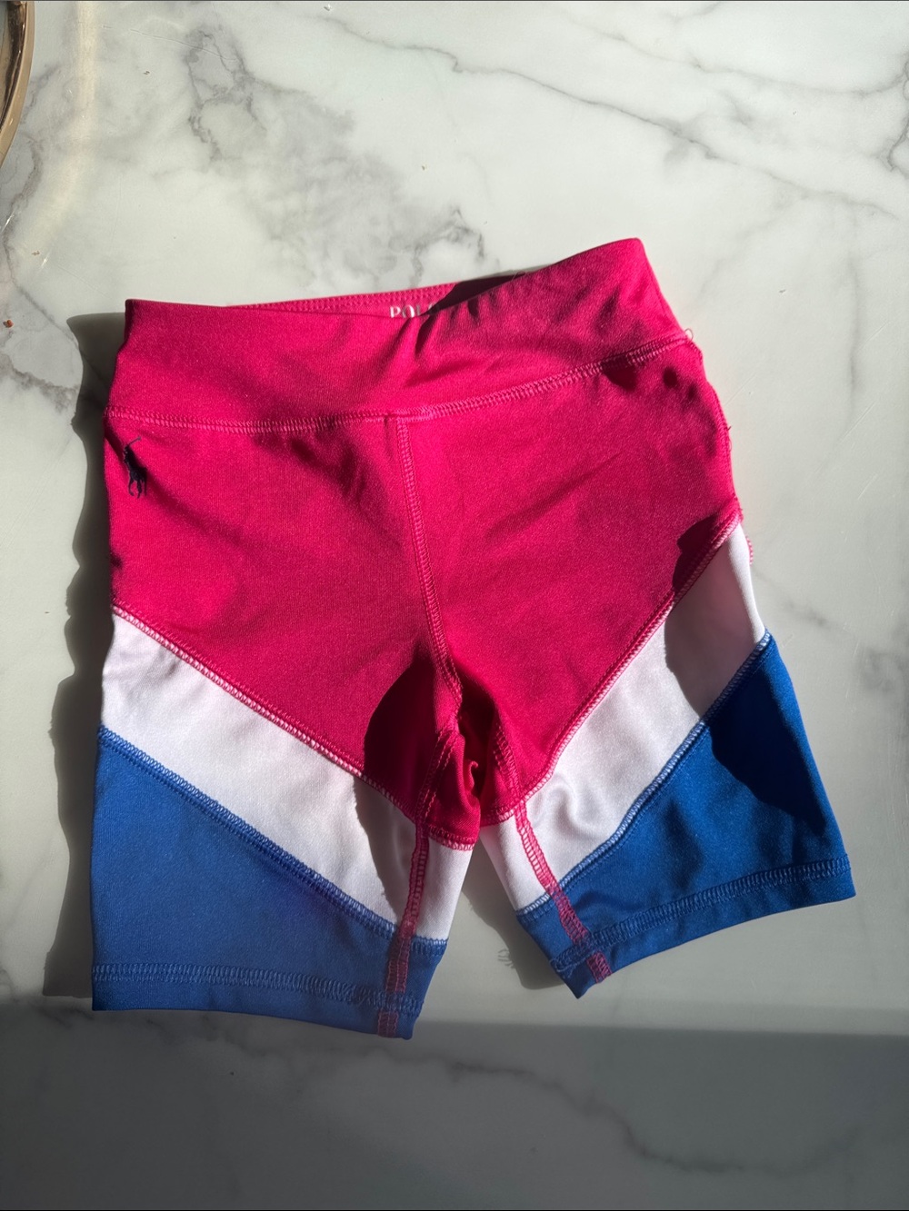 Polo by Ralph Lauren Pink White Blue Colorblock Bike Shorts
